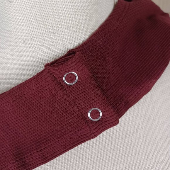 Reoria Bodysuit NEW Large Red -Long Ruffle Sleeve -V-Neck **SEE MEASUREMENTS** - Picture 6 of 15